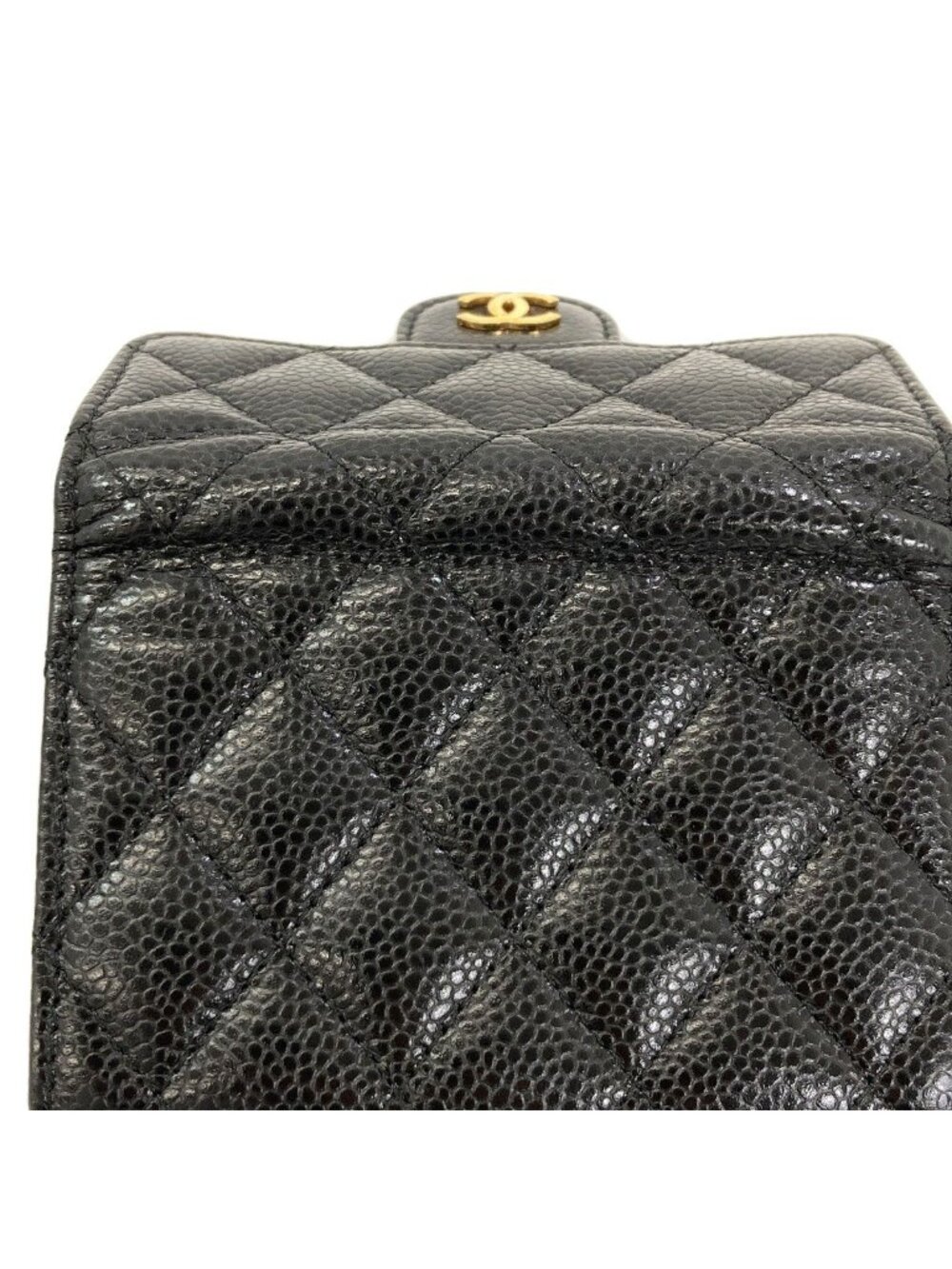 ★SOLD★ Chanel Quilted CC Logo Gold Card Case Gray Calfskin - Picture 11 of 15